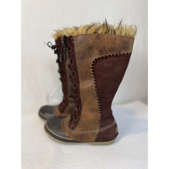 Sorel Cate The Great Tall Brown Tan Fur-Lined Waterproof Women Boots Size 9 - Picture 5 of 10